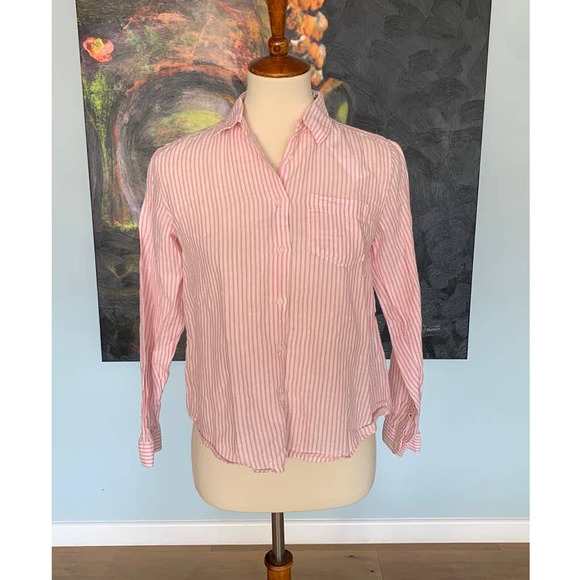 The Sweetie Stripe Pink and Green Oversized Button Down Blouse